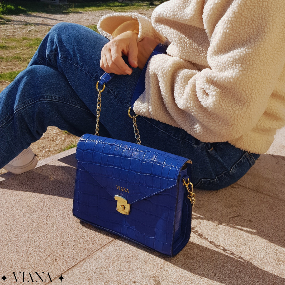 Lena mini bag - blue croco embossed