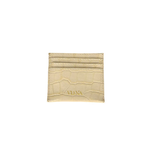 beige croco embossed leather card holder with 4 slots