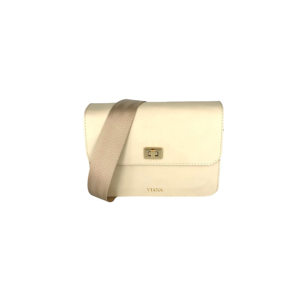 Sophie mini bag - beige with beige satin webbing strap