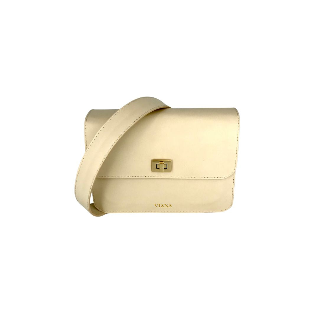 Sophie mini bag - beige with leather strap