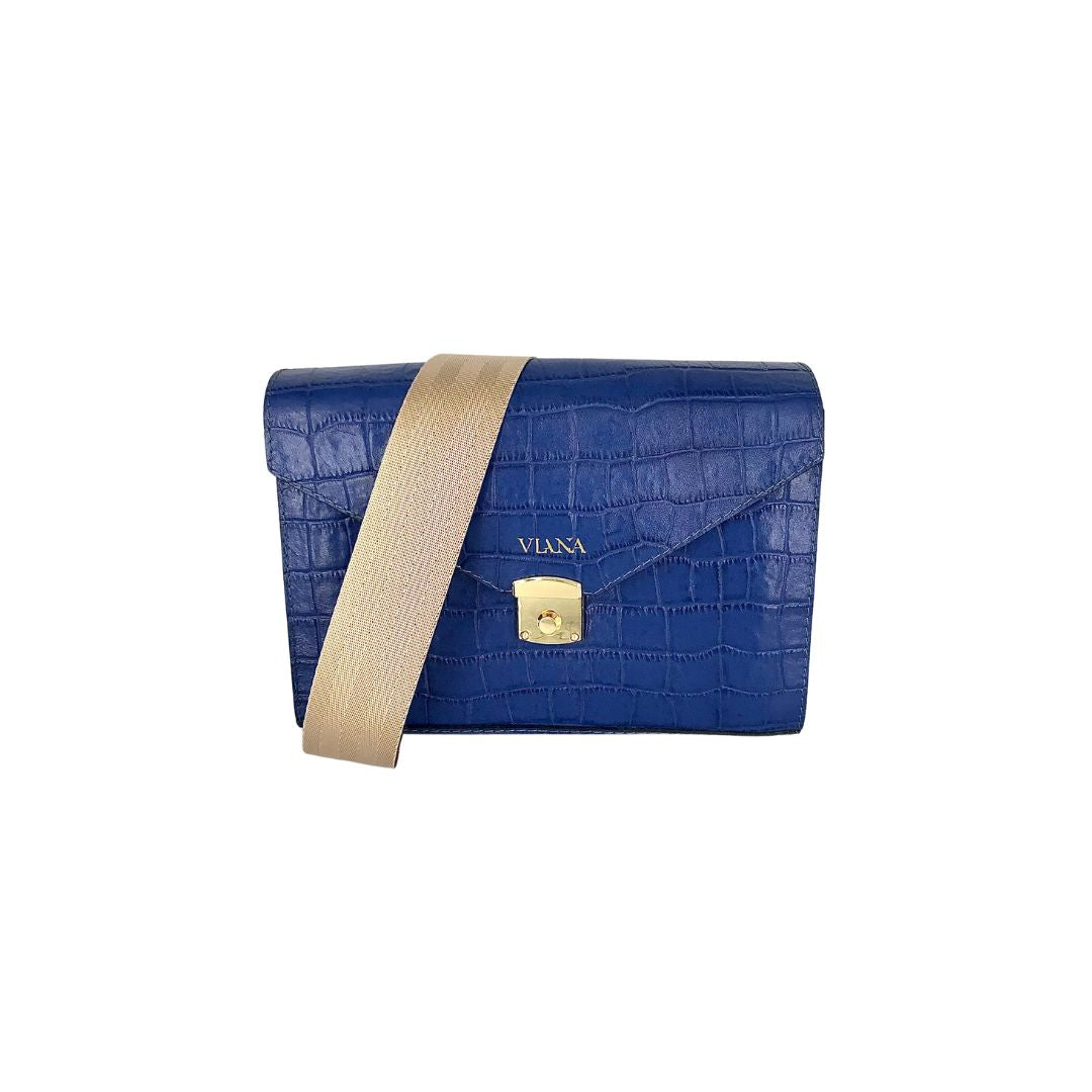 Lena mini bag - blue croco embossed