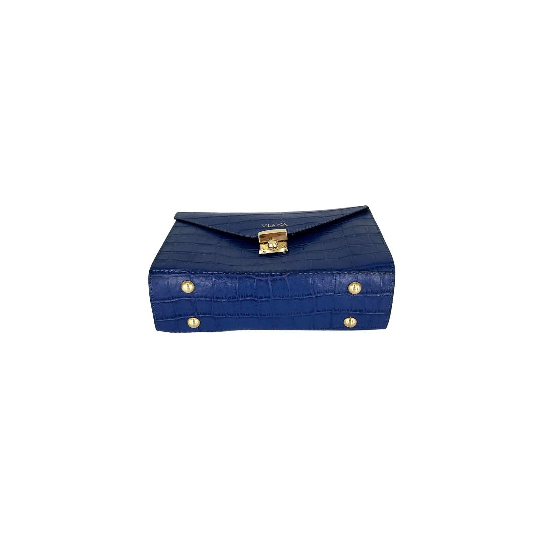 Lena mini bag - blue croco embossed