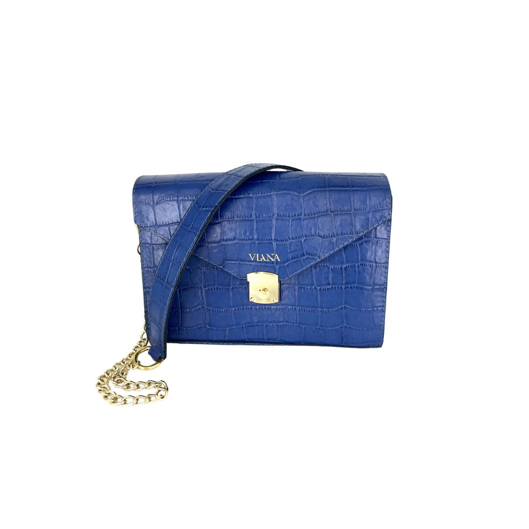 Lena mini bag - blue croco embossed