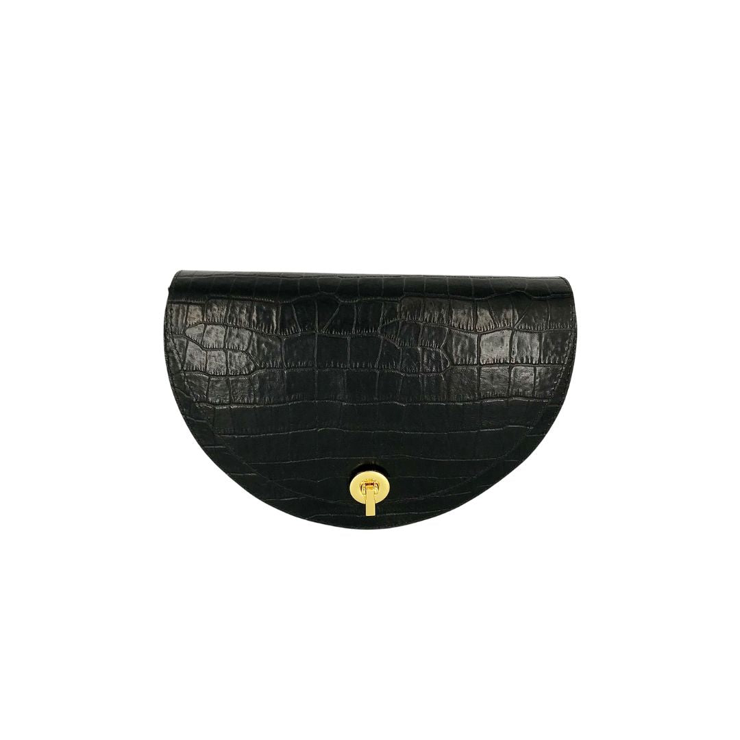 Halfmoon medium bag - black croco embossed