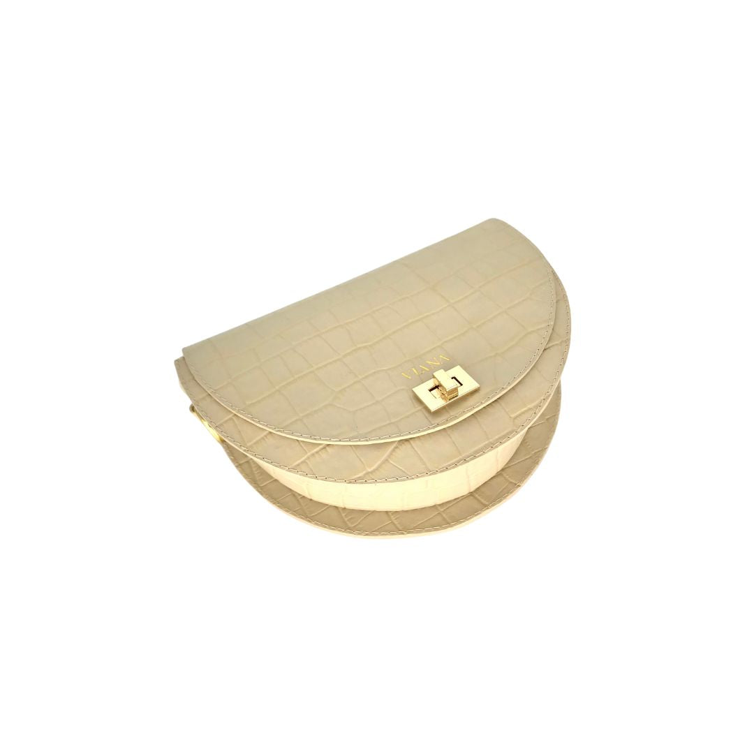 HALFMOON mini beige croco leather ba