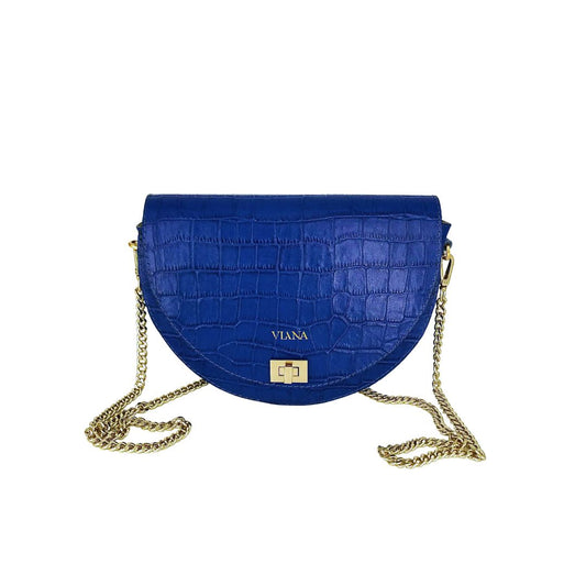 Halfmoon mini bag - blue croco embossed