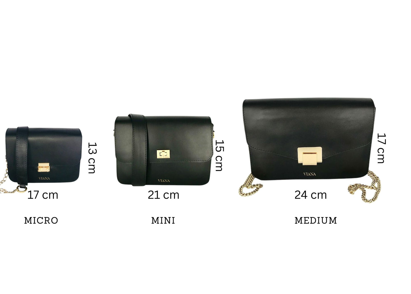 size chart for Sophie bags