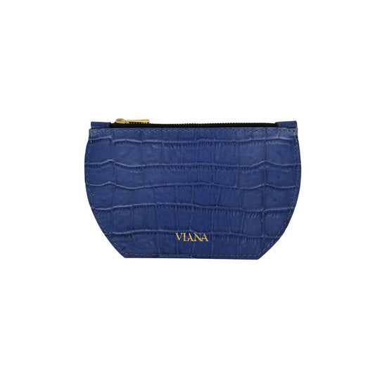 Pouch - blue croco embossed