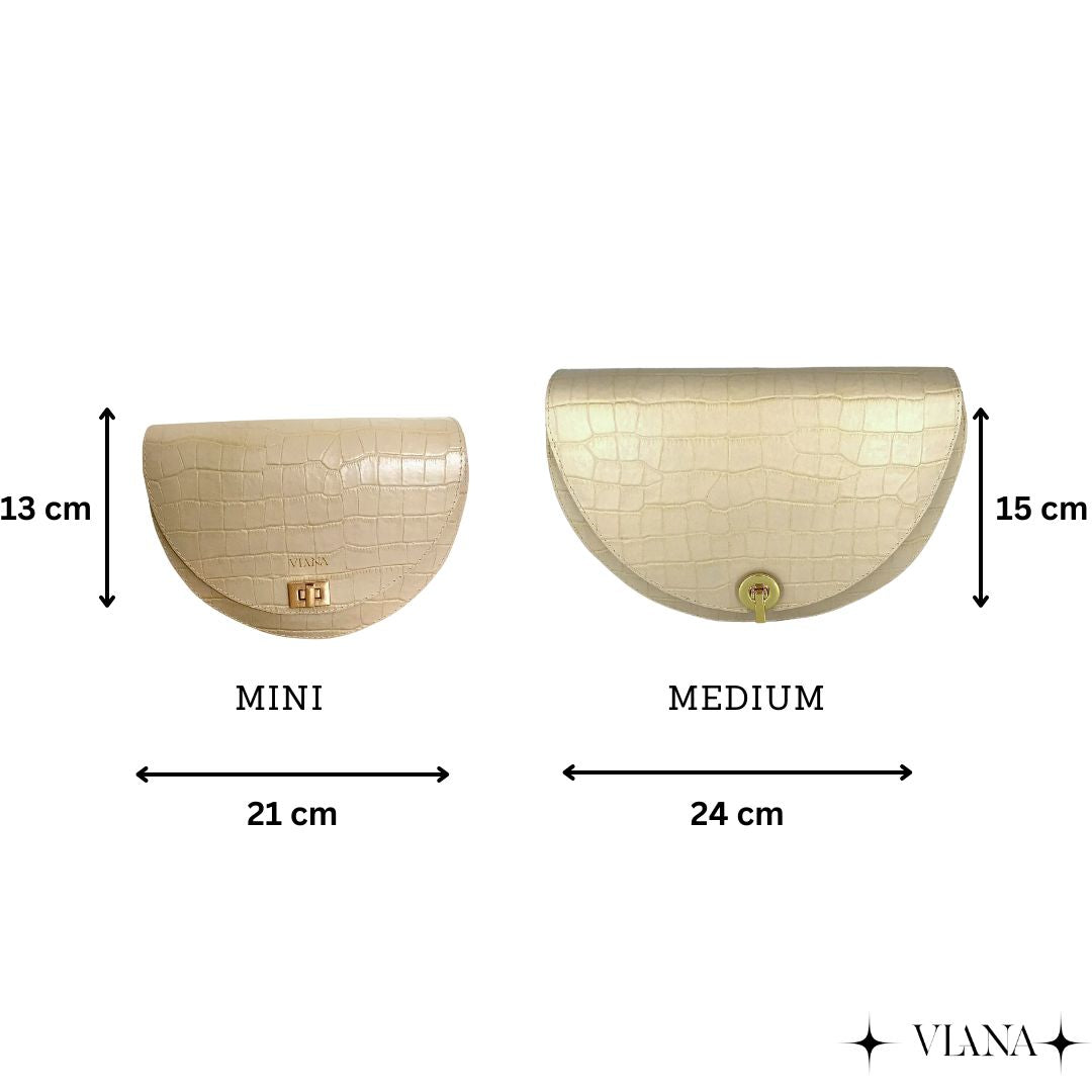 Size chart for halfmoon bags