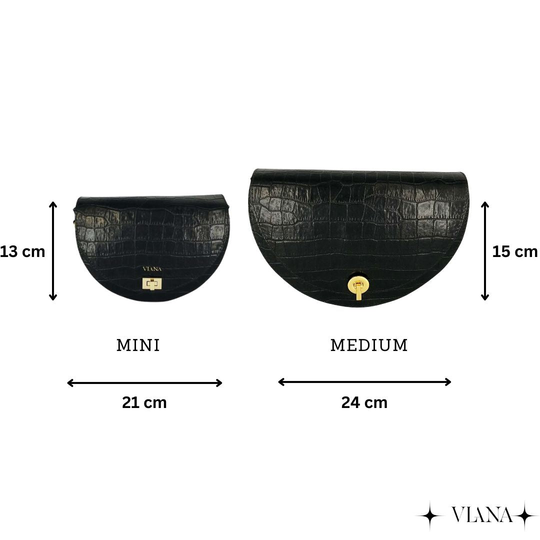 Size chart for halfmoon bags